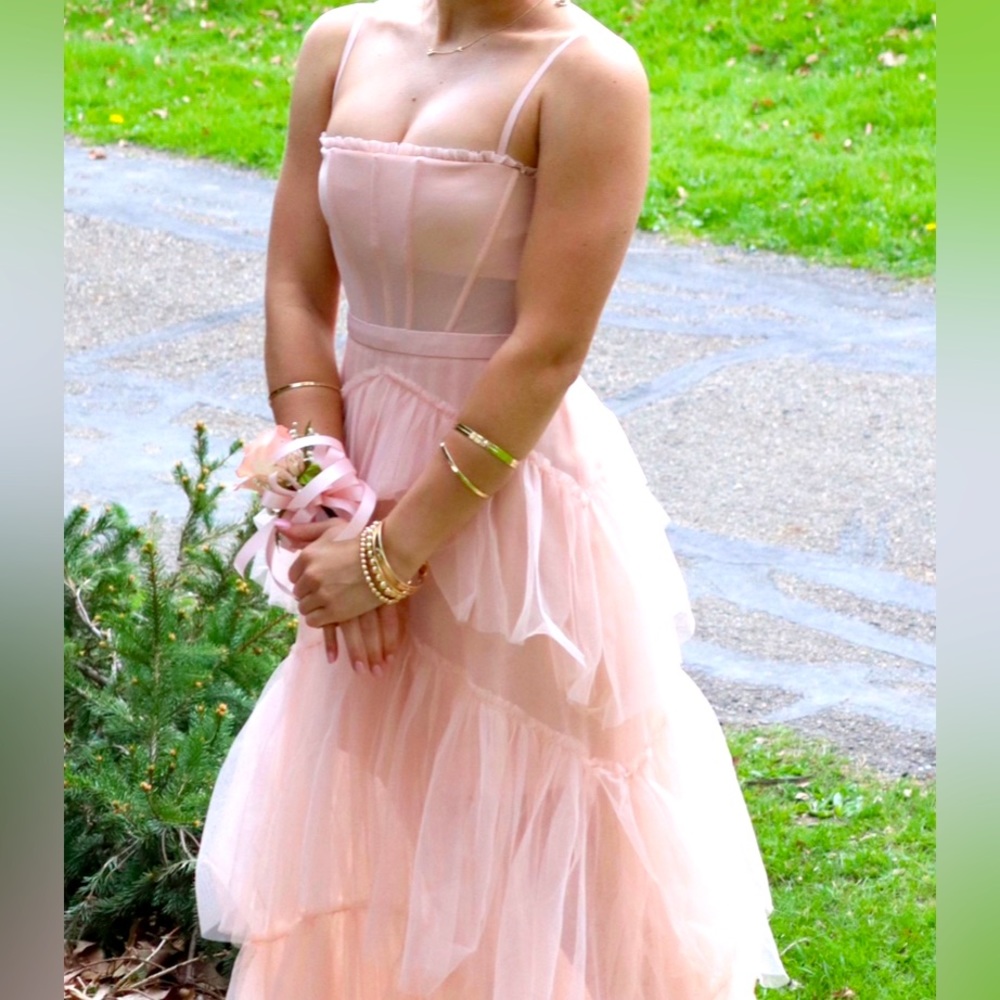 Only worn once! Betsy and adam blush pink prom dress!